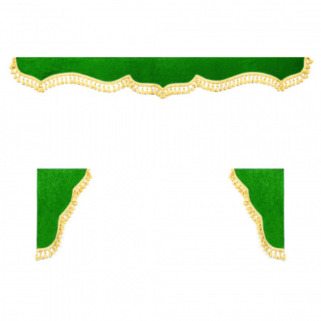Ламбрекен комплект с маркой МТЗ 1,5м (бахрома 1кат) (Микрофибра зеленый)