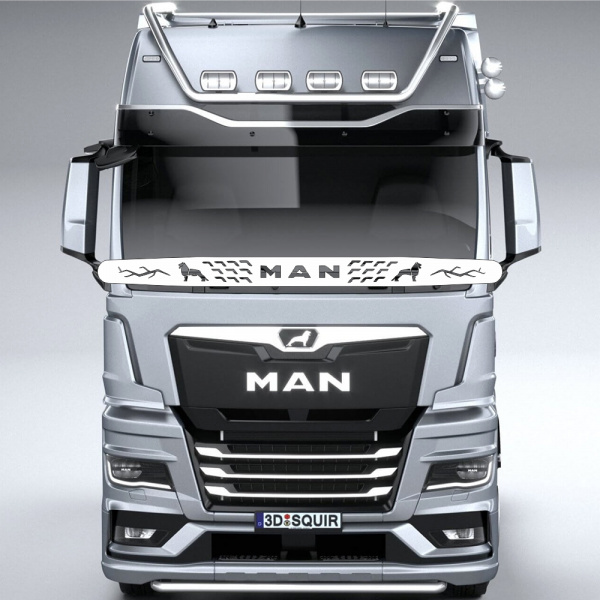 Защита лобового стекла для MAN TGX от 2021г.в. (нерж. сталь, косые углы)