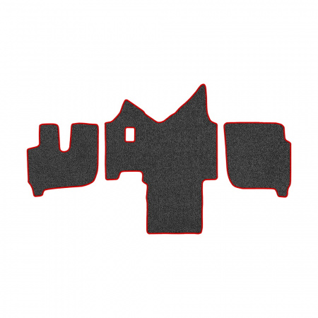 61-Коврики ворсовые IVECO Stralis широкая кабина -(АВС 3 коврика. МТ) (UPP-8 (Графит) кант Красный)