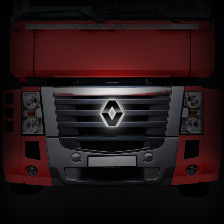 Светодиодная эмблема-логотип (черный пластик) для грузовиков RENAULT MAGNUM (305х230мм)