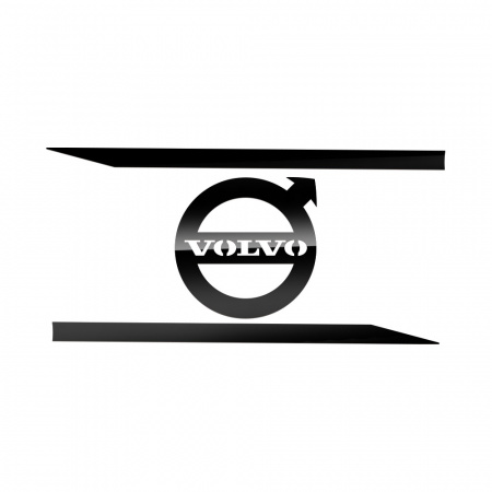 Светодиодная эмблема (черный пластик) на капот VOLVO FH16 (логотип+лучи) (430х430мм, Ø168мм)