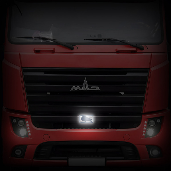 Светодиодная эмблема "Зубр" на капот MAZ EURO (Простор) (105х205мм)