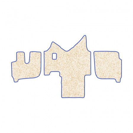 61-Коврики ворсовые IVECO Stralis широкая кабина -(АВС 3 коврика. МТ) (Фортуна (Бежевый) кант Синий)