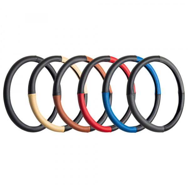 Оплетка руля черно-серая (экокожа, Ø45см)