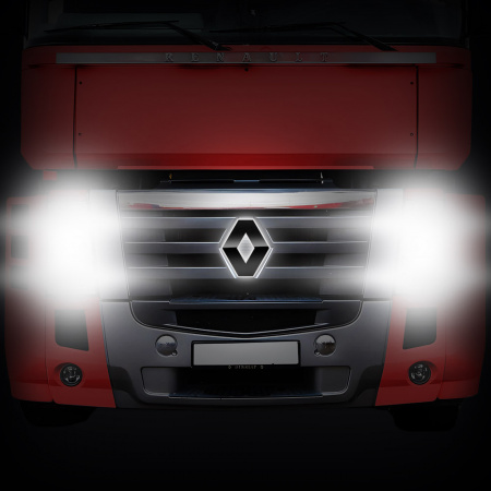 Светодиодная эмблема-логотип (черный пластик) для грузовиков RENAULT MAGNUM (305х230мм)