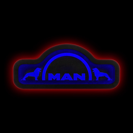 Панель на спальник 880*340 MAN (замша) - (24v, х2 подсв.) (Синий+Красный)
