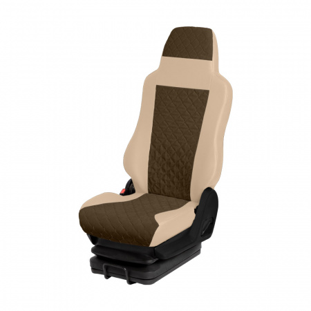 108 Чехлы ЭКО FORD CARGO  (1 ремень) 2 выс.сид. (Классик Бежевый+МФ_Коричневая)