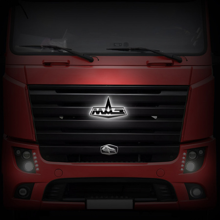 Светодиодная эмблема-логотип (черный пластик) для грузовиков MAZ EURO (Простор) (190х420мм)