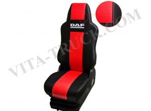 Чехол на сиденье (02) DAF XF-95/105 (CF,LF) до 2012 г. (1 ремень; 2выс.сид.) Экокожа